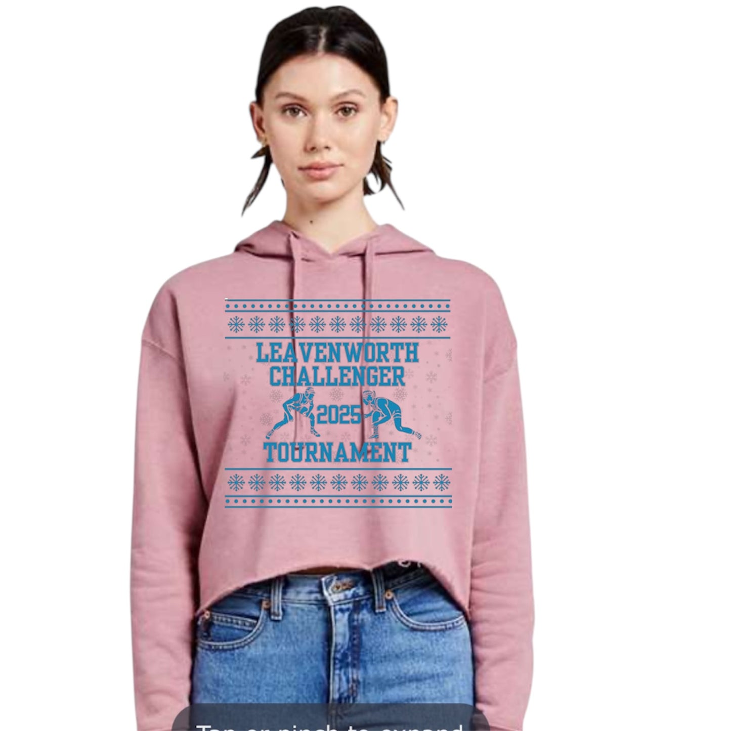 Women’s crop hoodie - Leavenworth wrestling holiday 2025