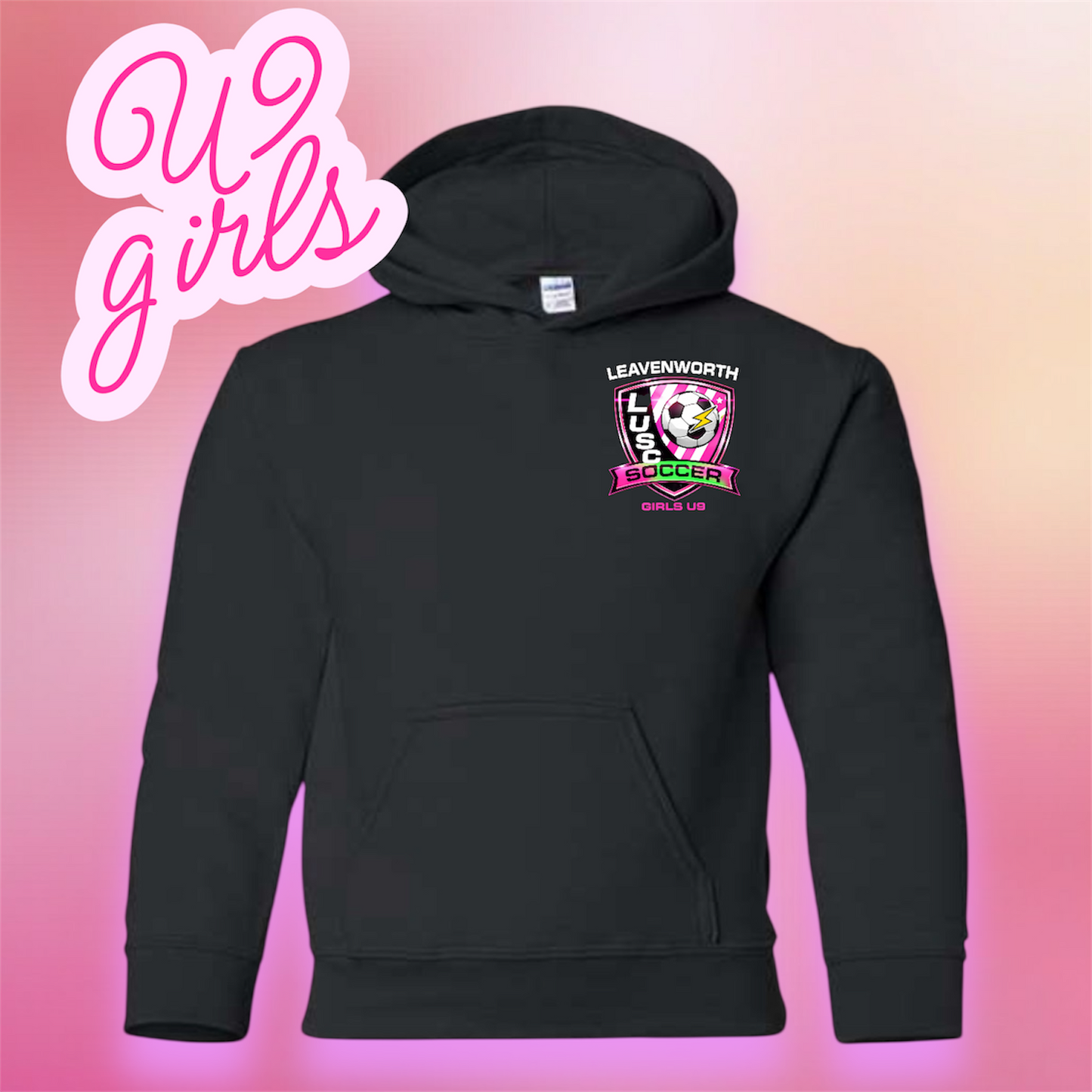 U9 Girls soccer hoodie with number