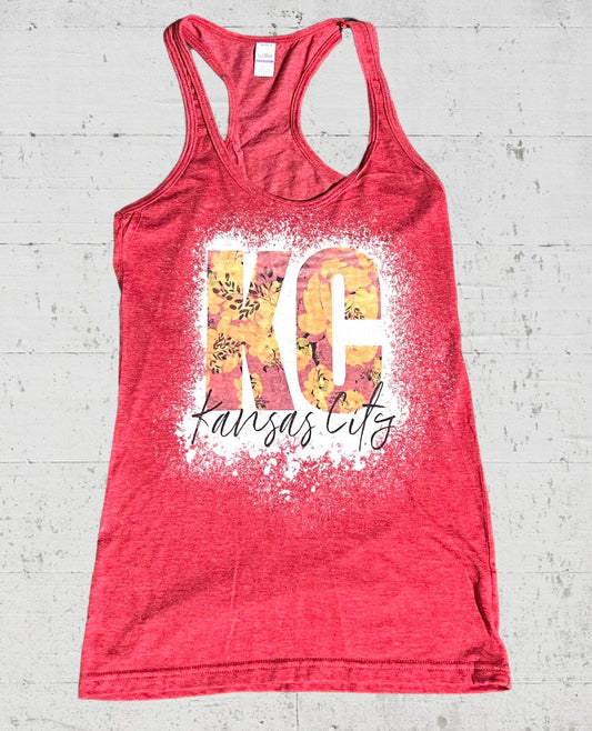 Kansas City Red Floral Tank Top